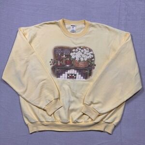Jerzees‎ XL Vintage Floral Graphic Sweatshirt Cottagecore Countrycore Pullover